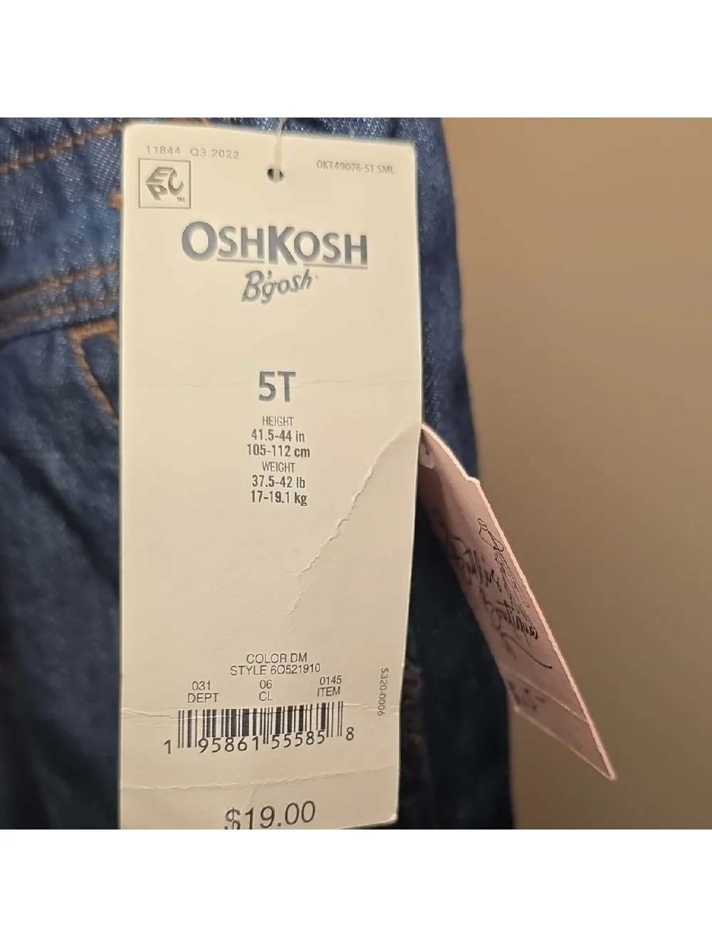 OshKosh B'gosh Dark Blue Kids Overalls with Heart Patch